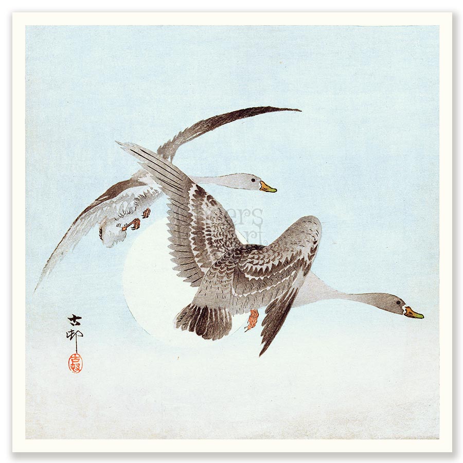 Flying Geese Ohara Koson - Art Print