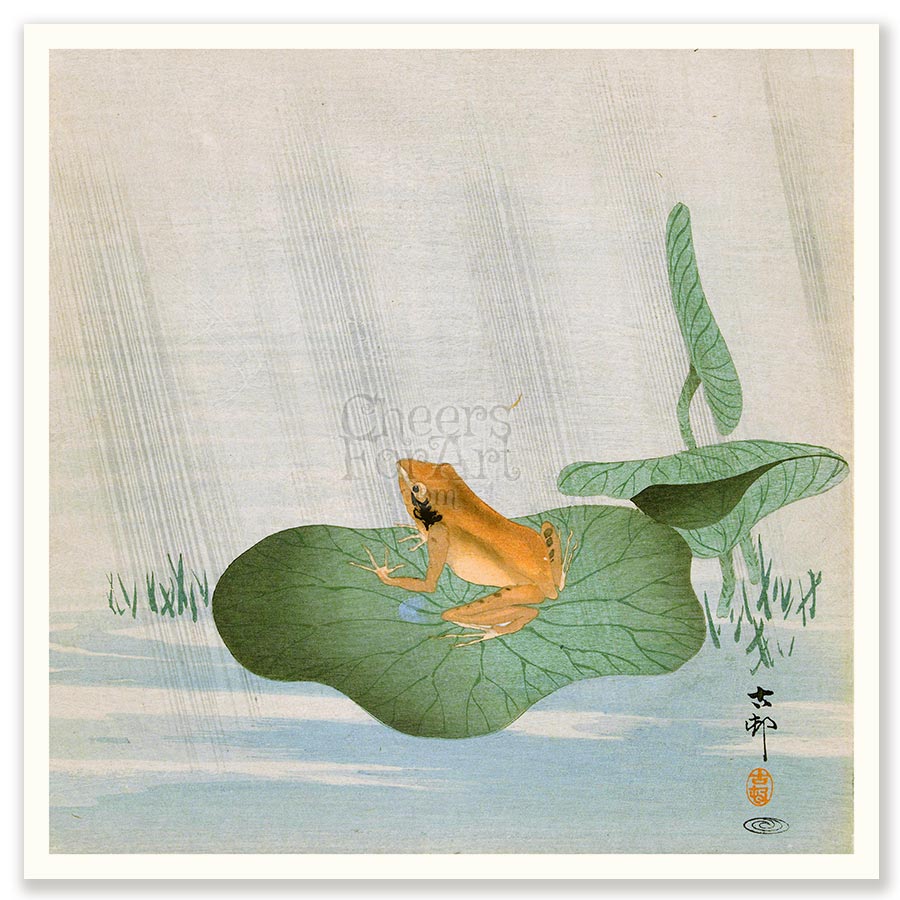 Frog on Lotus Leaf Ohara Koson - Art Print