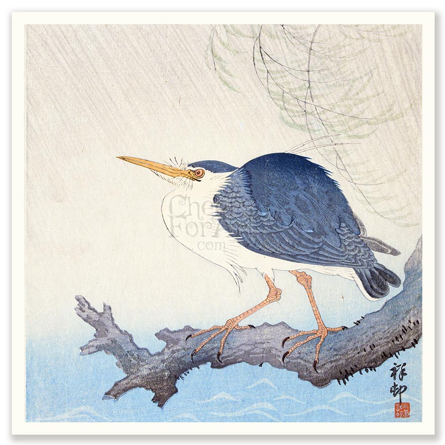 Heron on Tree Ohara Koson - Art Print