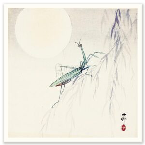 Mantis and Moon Ohara Koson - Art Print