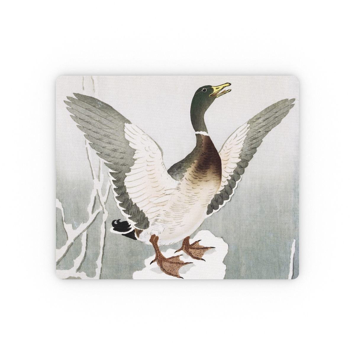 Ohara Koson Duck On Snowy Stump - Mouse Pad 1 Ohara Koson Duck On Snowy Stump - Mouse Pad