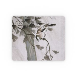 Ohara Koson Long-Tailed Tit On Branch In Storm - Mouse Pad