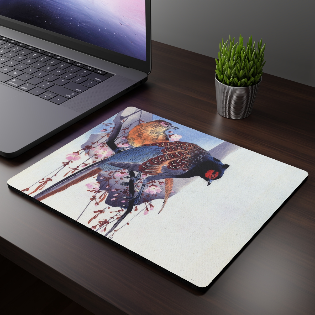 Ohara Koson Pheasant Pair On Branch - Mouse Pad - Image 3