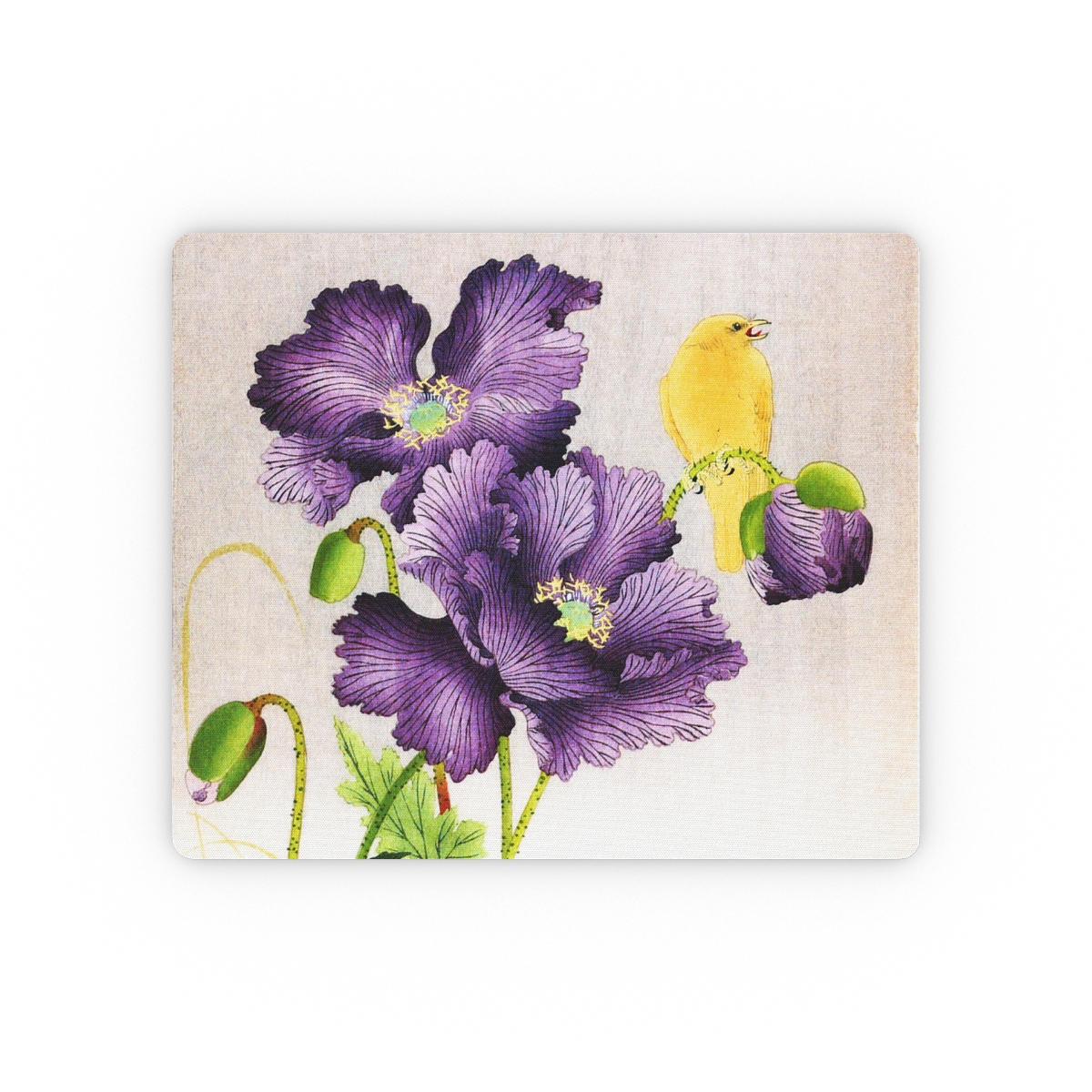 Ohara Koson Purple Anemones - Mouse Pad 1 Ohara Koson Purple Anemones - Mouse Pad