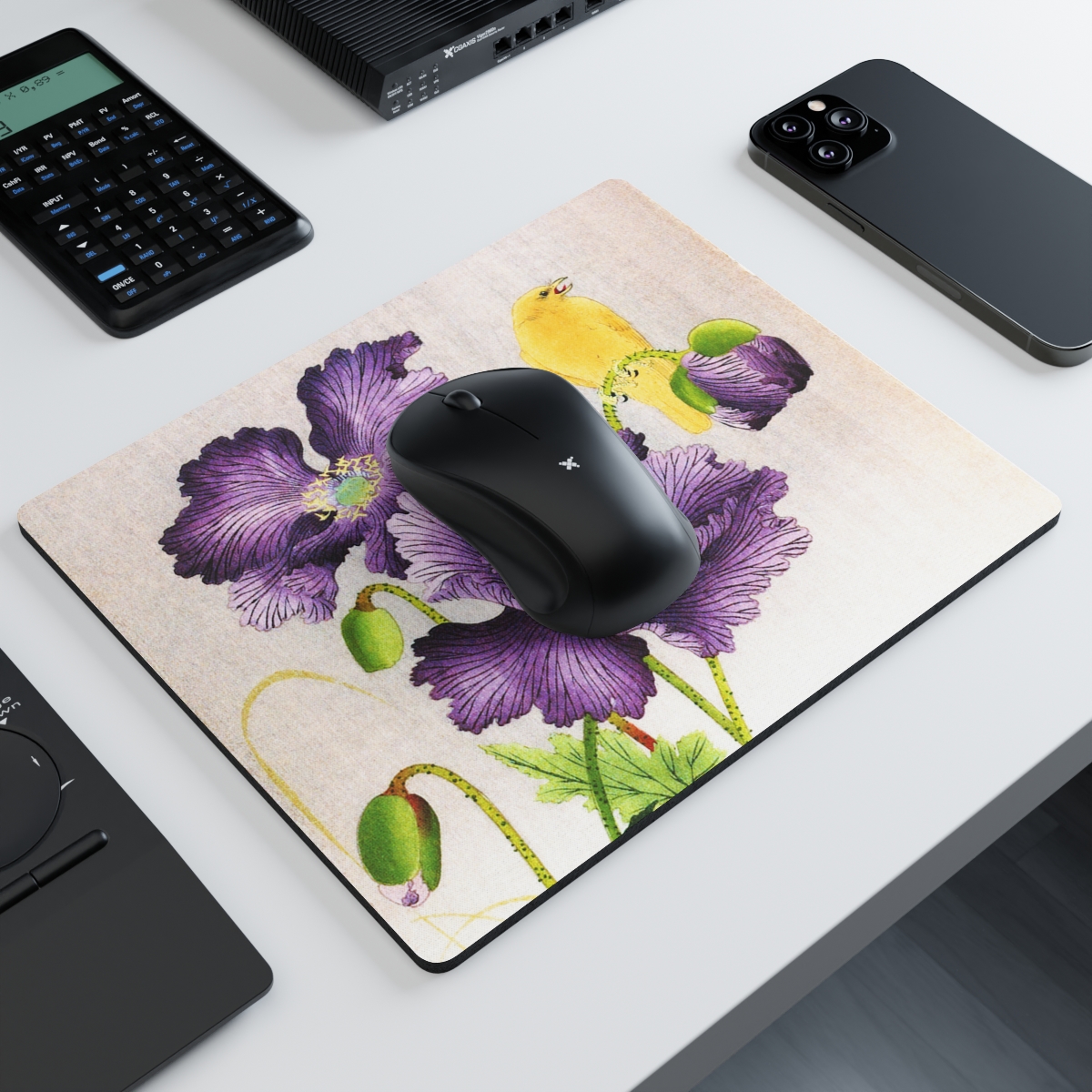 Ohara Koson Purple Anemones - Mouse Pad 2 Ohara Koson Purple Anemones - Mouse Pad - Image 2