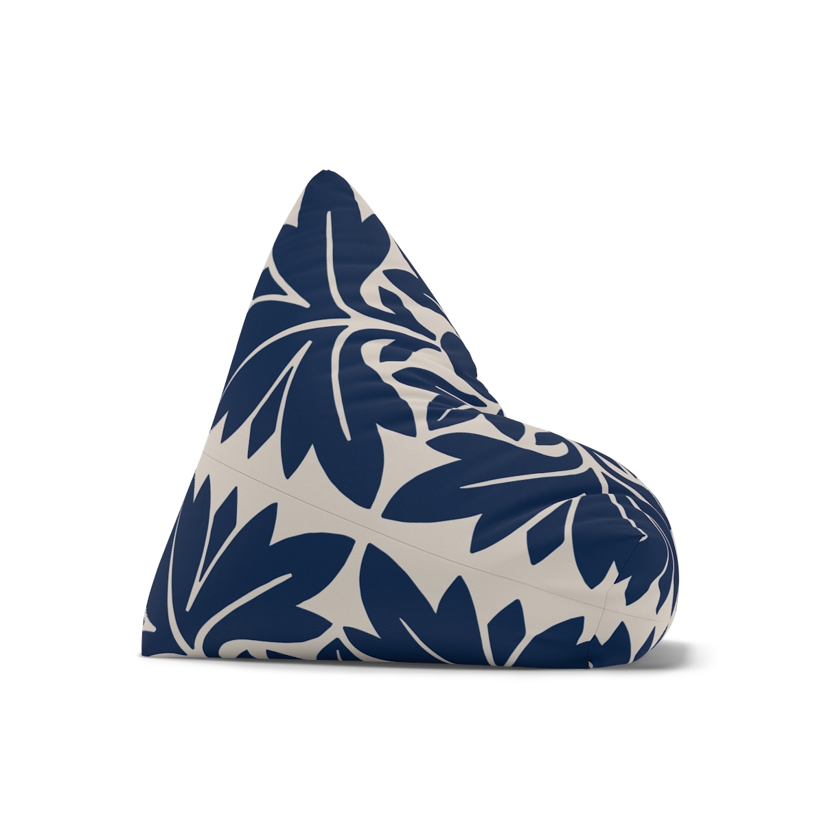Petals & Leaves Pattern In Blue - Bean Bag Chair Cover - Image 4