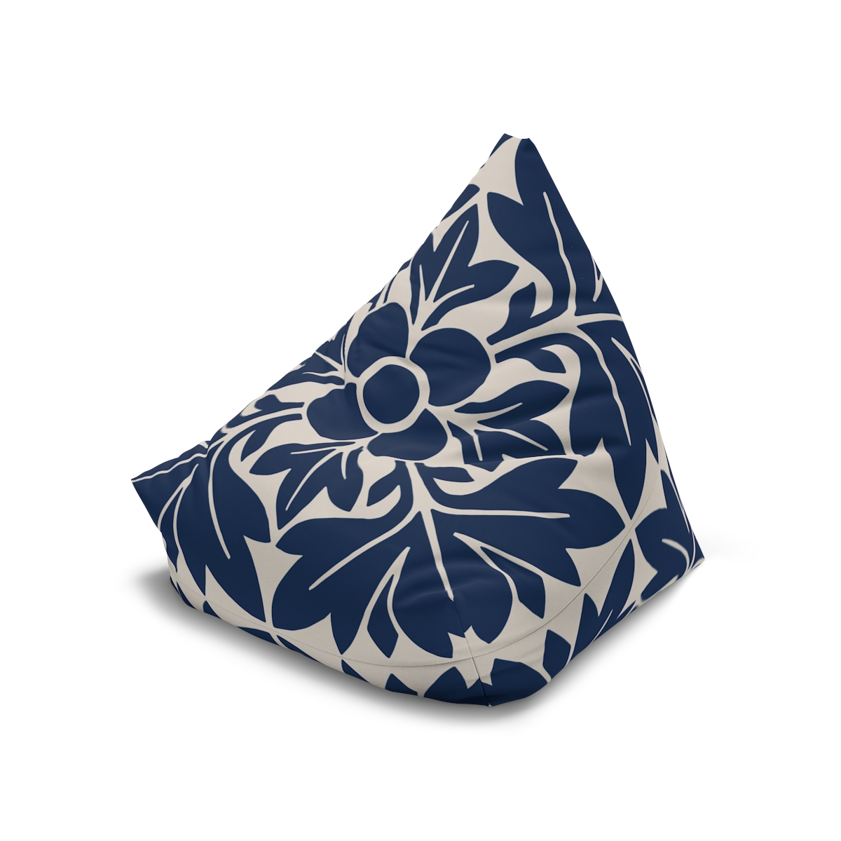 Petals & Leaves Pattern In Blue - Bean Bag Chair Cover