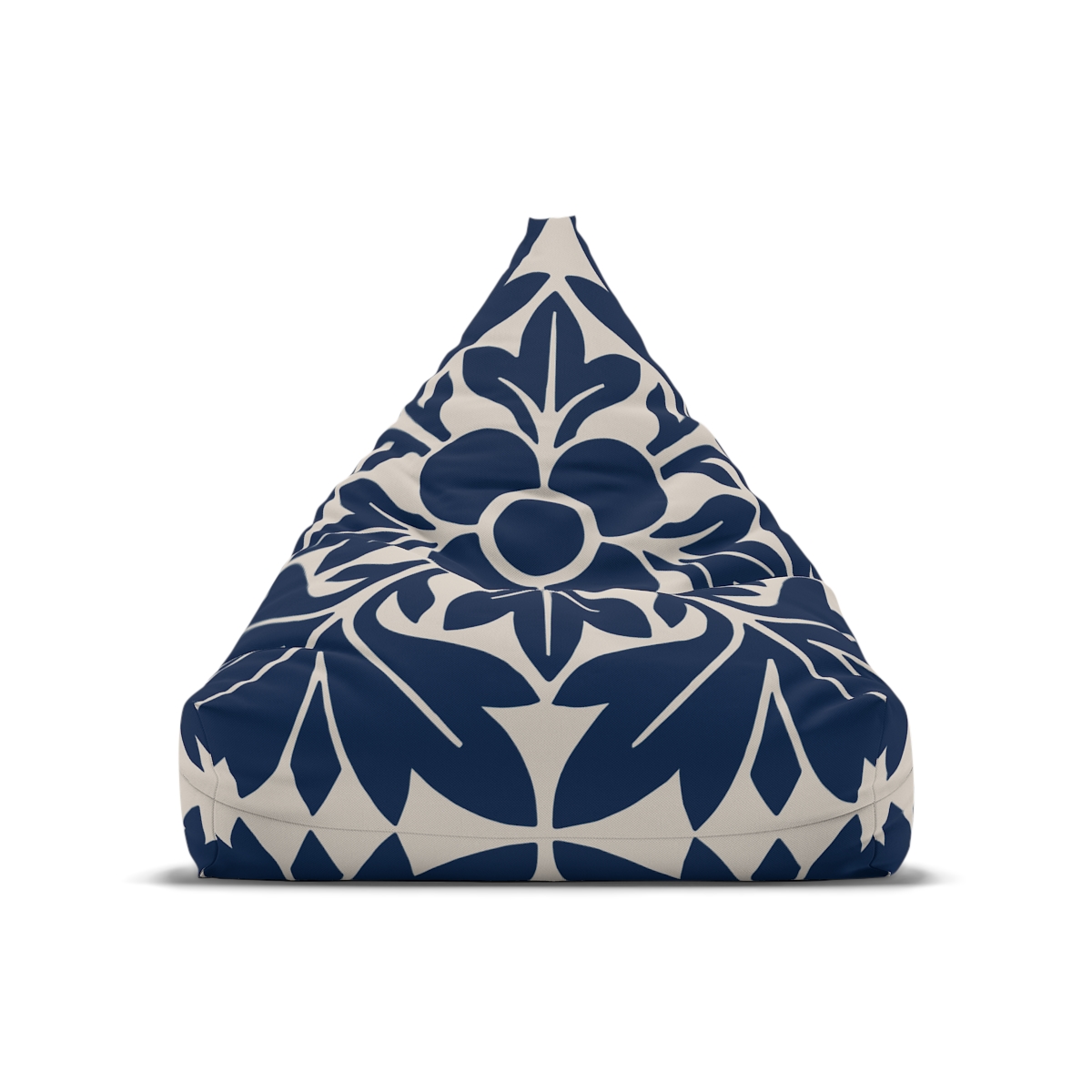 Petals & Leaves Pattern In Blue - Bean Bag Chair Cover - Image 2
