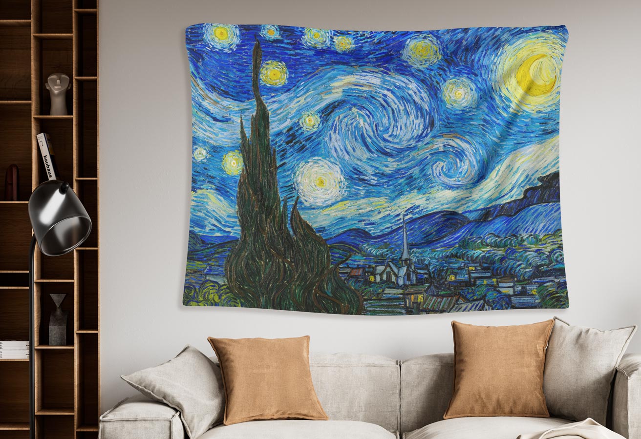 Van Gogh Starry Night - Indoor Wall Tapestry 4 Van Gogh Starry Night - Indoor Wall Tapestry - Image 4