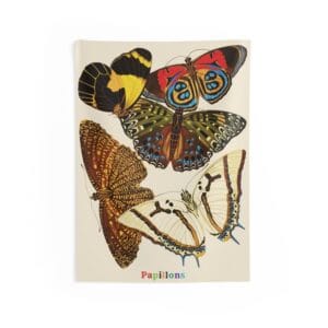 EA Seguy Papillons Pl.12 Butterfly Art Wall Tapestry – 100% Polyester, Durable, Hemmed Edges, Easy Care