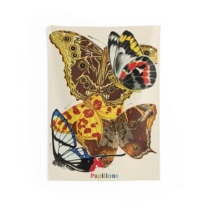 EA Seguy Papillons Pl.15 Butterfly Art Wall Tapestry – 100% Polyester, Durable, Hemmed Edges, Easy Care
