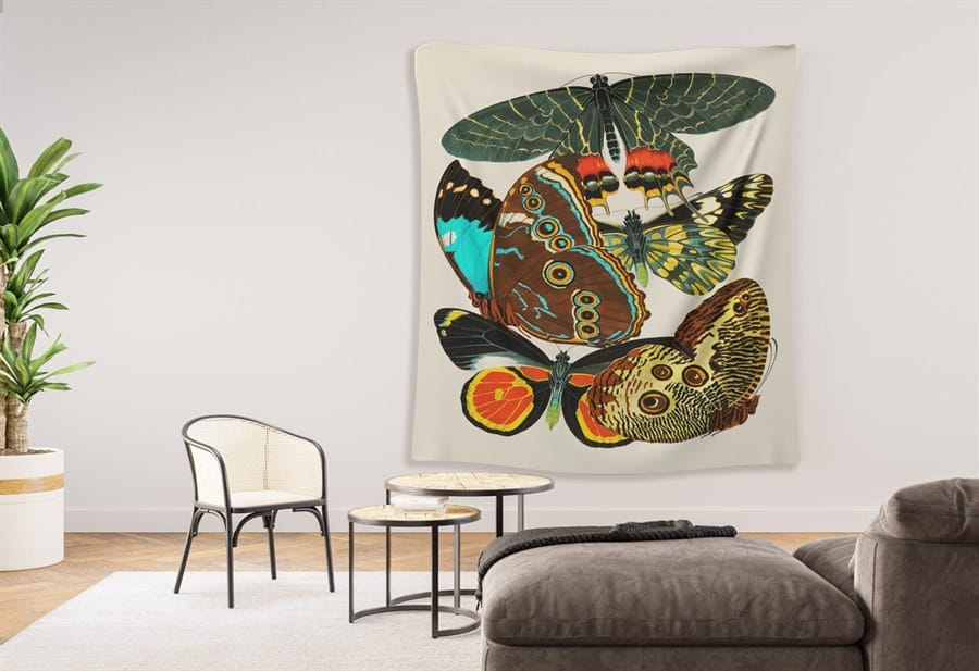 EA Seguy Papillons Pl.2 Butterfly Art Wall Tapestry – 100% Polyester, Durable, Hemmed Edges, Easy Care - Image 5