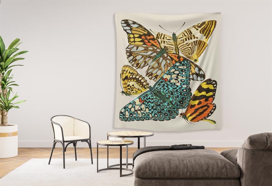 EA Seguy Papillons Pl.3 Butterfly Art Wall Tapestry – 100% Polyester, Durable, Hemmed Edges, Easy Care - Image 5
