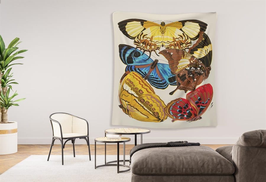 EA Seguy Papillons Pl.4 Butterfly Art Wall Tapestry – 100% Polyester, Durable, Hemmed Edges, Easy Care - Image 5