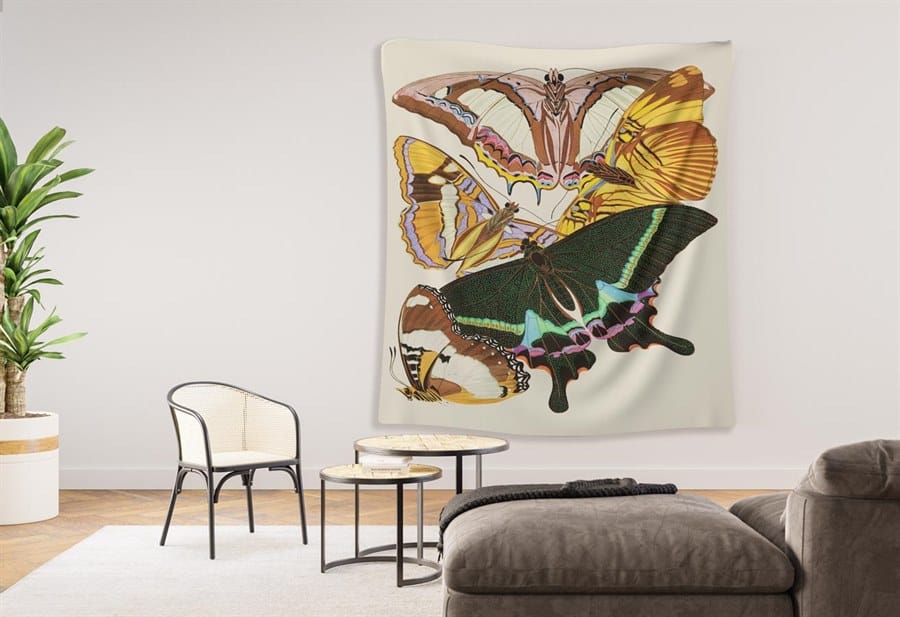 EA Seguy Papillons Pl.8 Butterfly Art Wall Tapestry – 100% Polyester, Durable, Hemmed Edges, Easy Care - Image 5