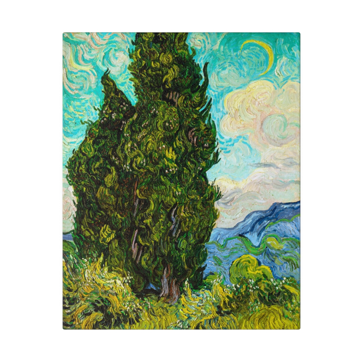 Van Gogh Cypress Trees. Matte Canvas, Stretched, S45-40 - Image 2