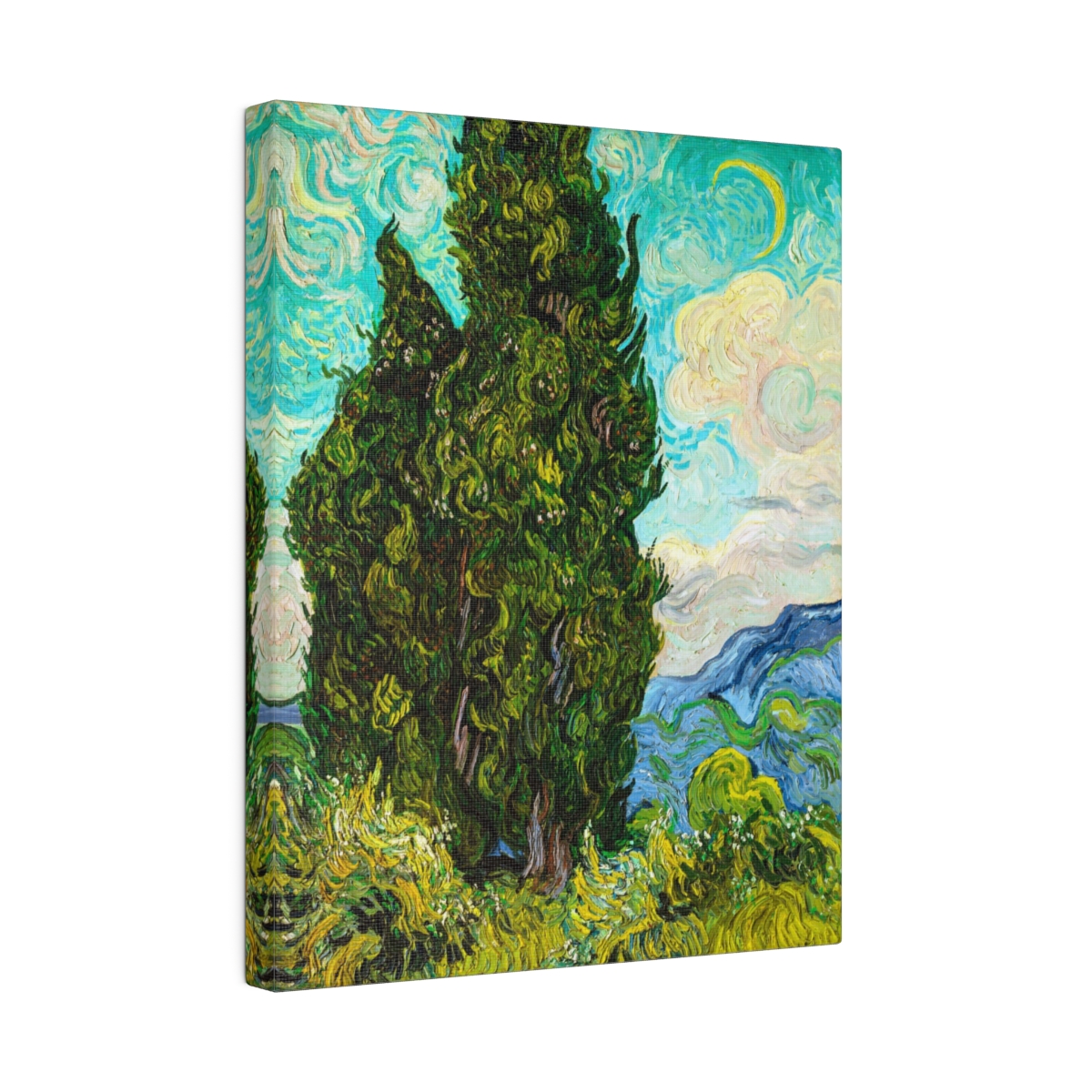 Van Gogh Cypress Trees. Matte Canvas, Stretched, S45-40