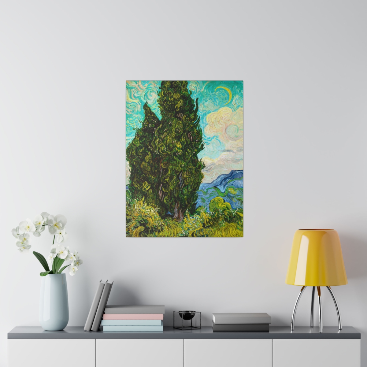 Van Gogh Cypress Trees. Matte Canvas, Stretched, S45-40 - Image 3