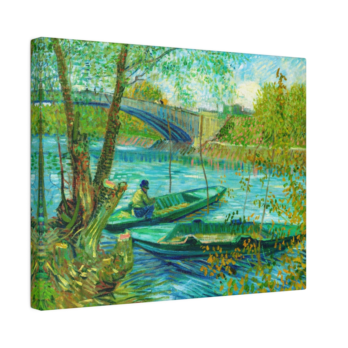 Van Gogh Fishing in Spring at Pont de Clichy. Matte Canvas, Stretched, S45-25