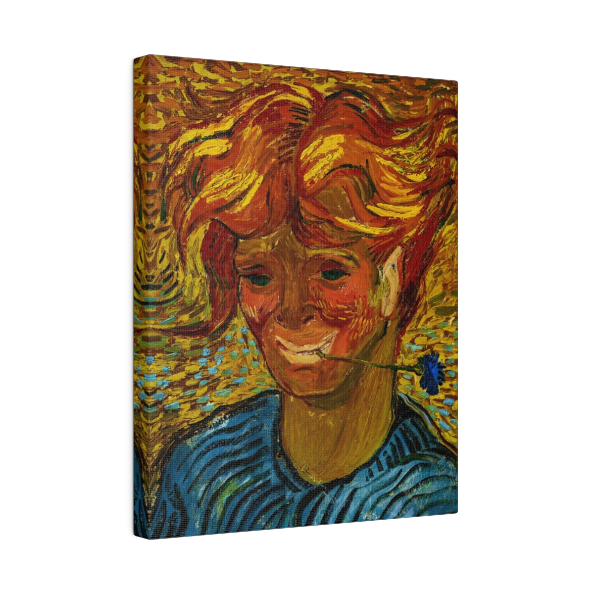Van Gogh Young Man And Cornflower - Matte Canvas