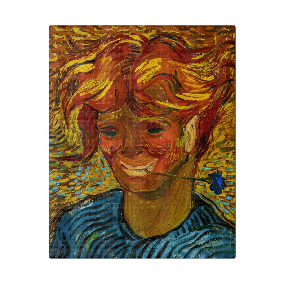 Van Gogh Young Man And Cornflower - Matte Canvas - Image 2