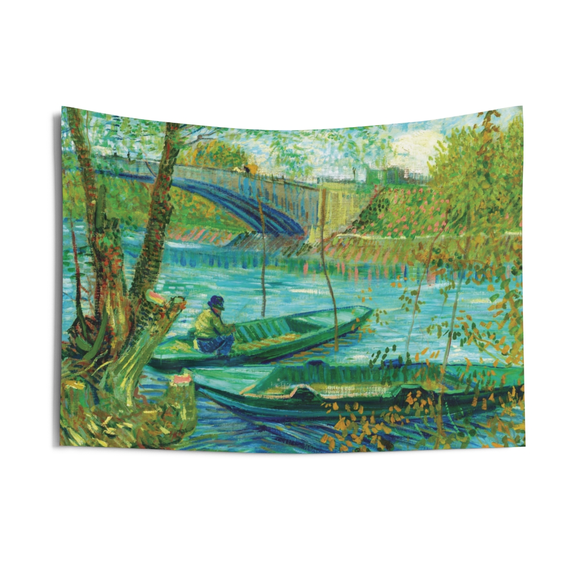 Van Gogh Fishing in Spring at Pont de Clichy Artistic Wall Tapestry 1 Van Gogh Fishing in Spring at Pont de Clichy Artistic Wall Tapestry
