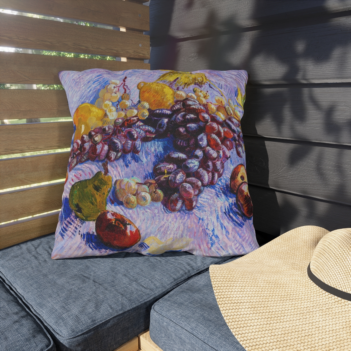 van Gogh Grapes Lemons Pears & Apples - Outdoor Pillow - Image 3