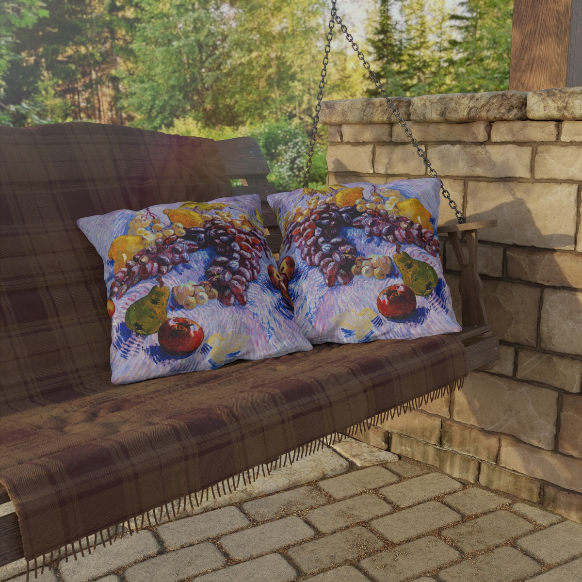 van Gogh Grapes Lemons Pears & Apples - Outdoor Pillow - Image 4
