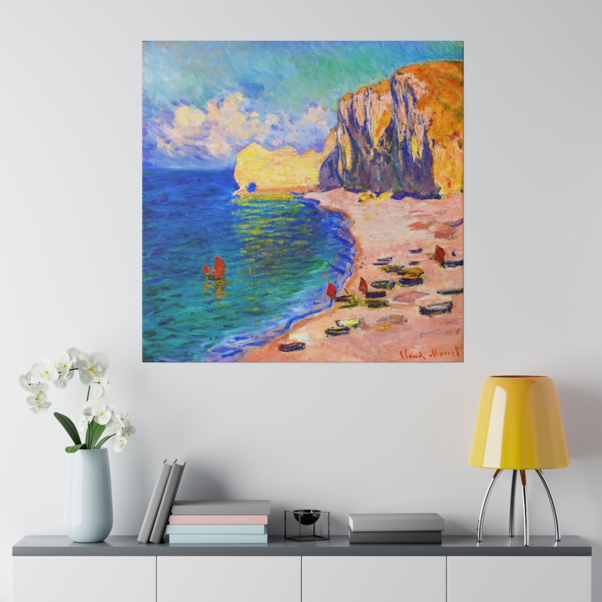Monet Étretat The Beach & The Falaise d’Amont - Matte Canvas - Image 3