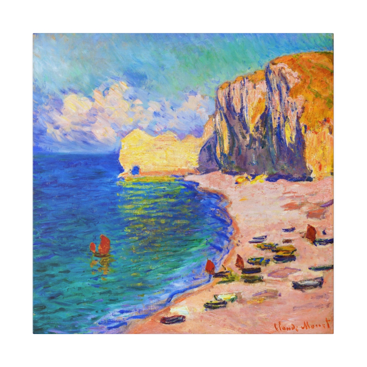 Monet Étretat The Beach & The Falaise d’Amont - Matte Canvas - Image 2