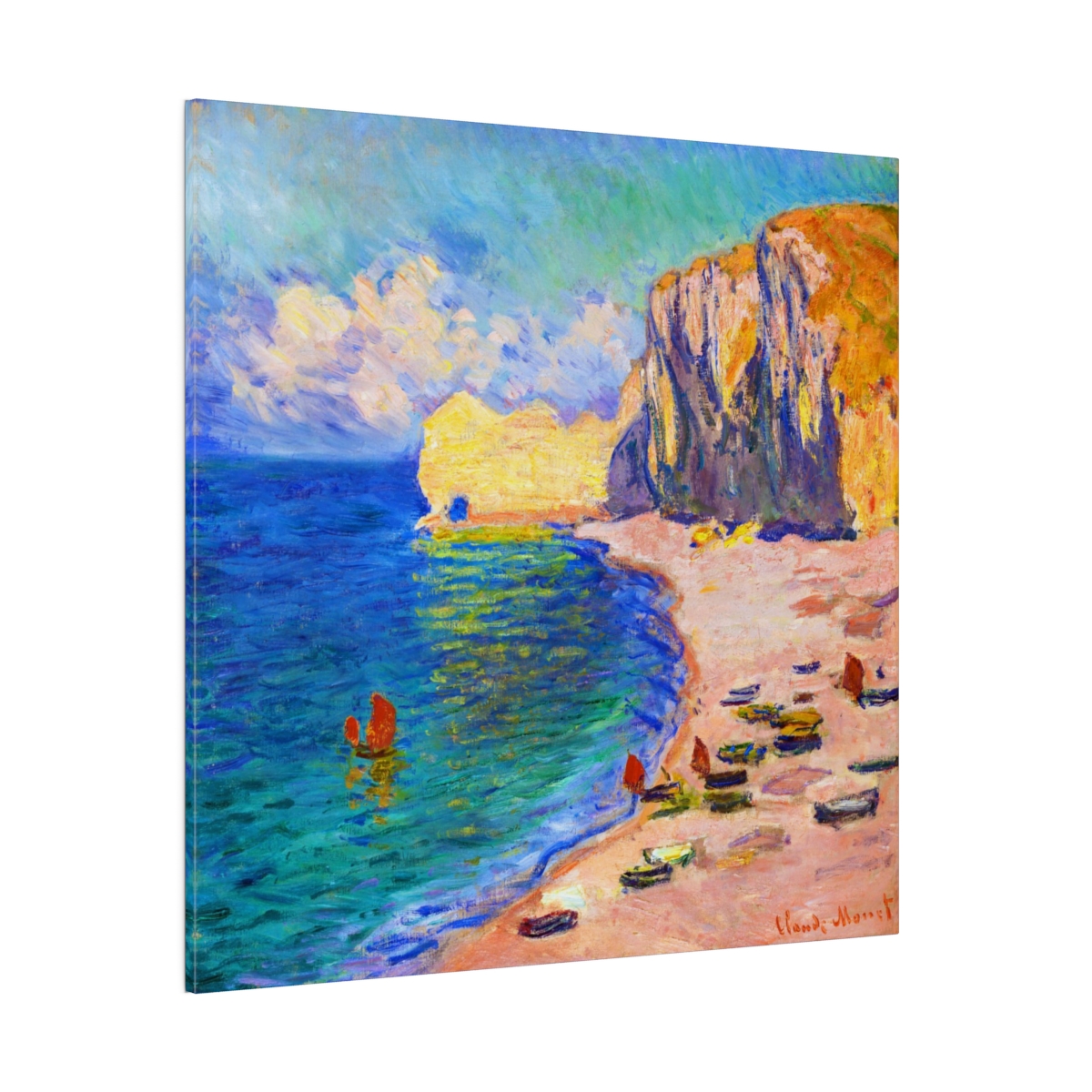 Monet Étretat The Beach & The Falaise d’Amont - Matte Canvas