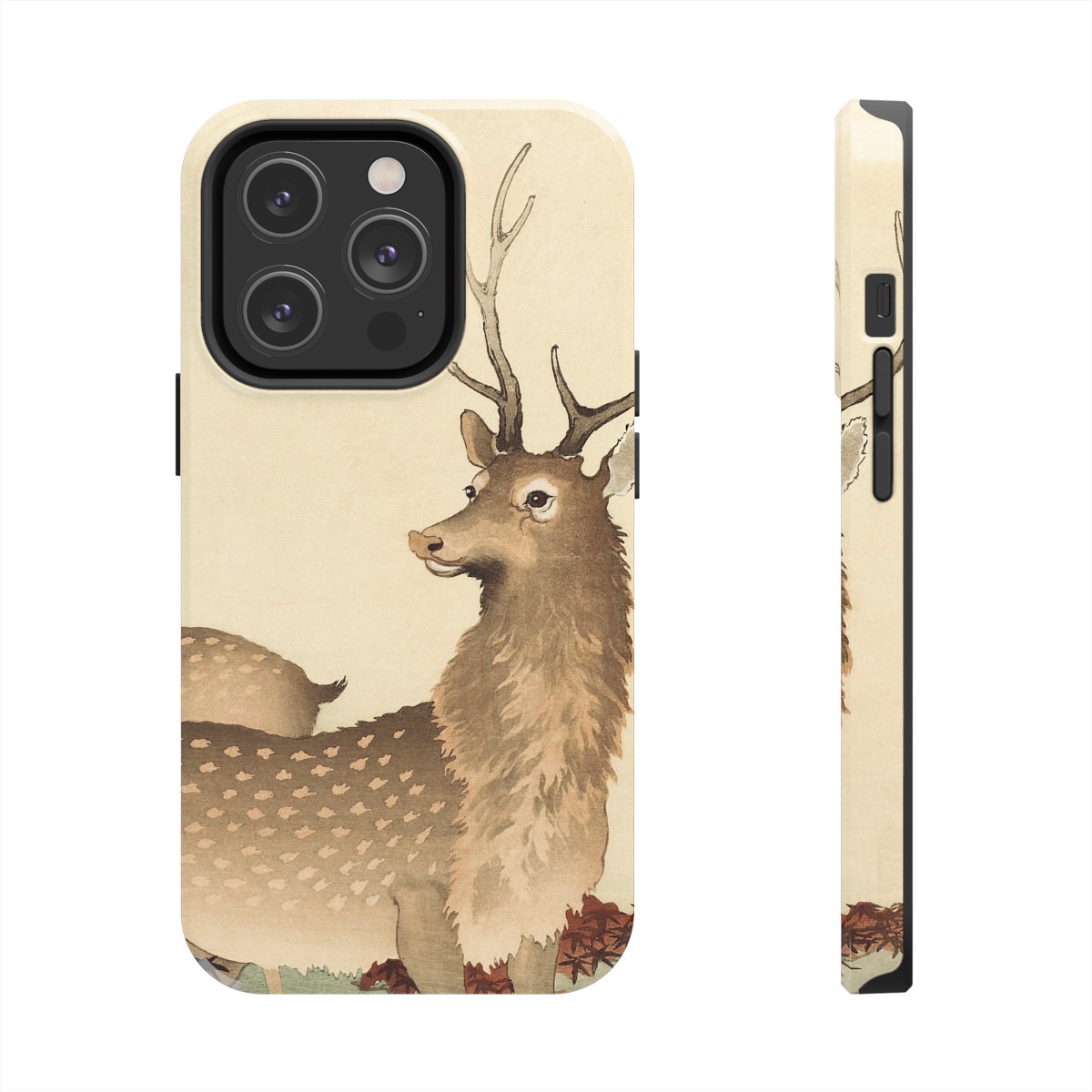Ohara Koson Japanese Art Two Deers iPhone Cases - Tough, Shockproof & Wireless Charging Compatible