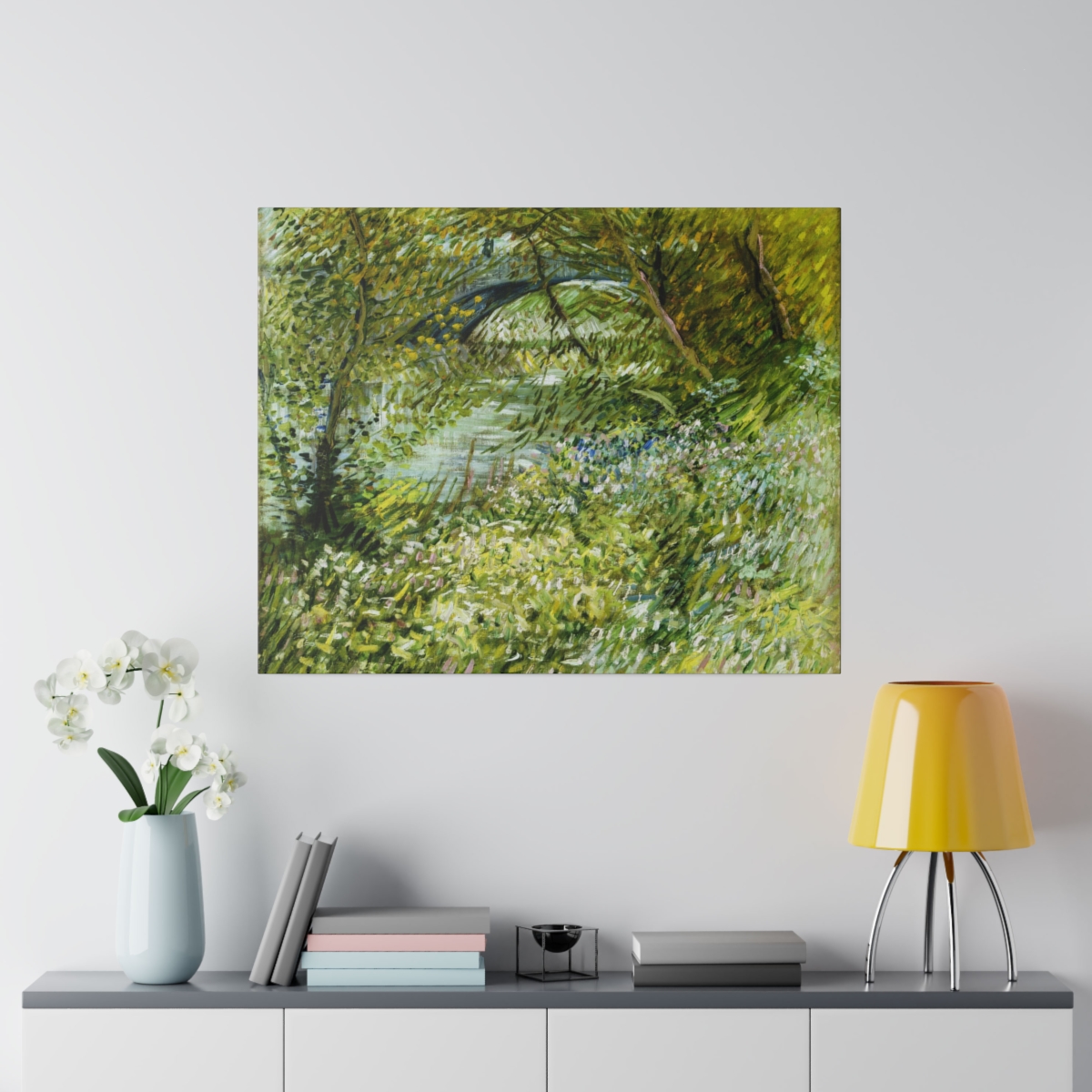 Van Gogh Bridge and River Bank. Matte Canvas - Image 3