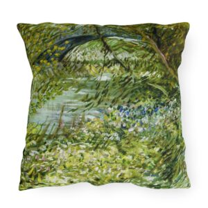 Van Gogh Bridge and River Bank - Outdoor Pillow