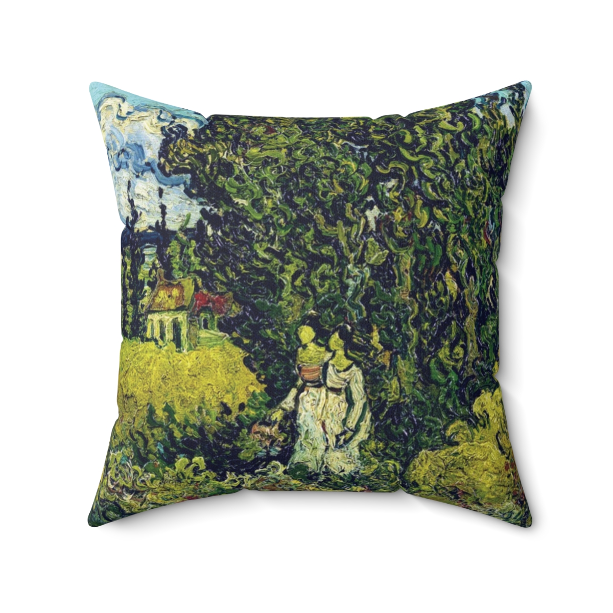 Van Gogh Cypress Trees - Square Pillow