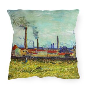 Van Gogh Factories At Clichy - Outdoor Pillow