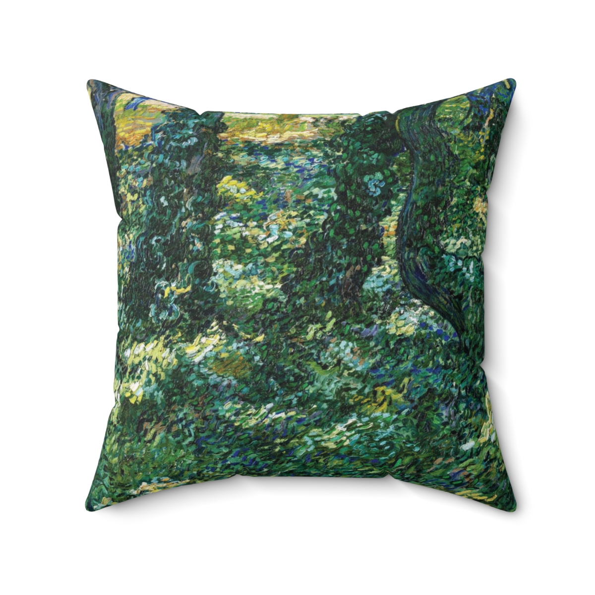 Van Gogh Flower Field & Cypress Tree - Square Pillow - Image 2
