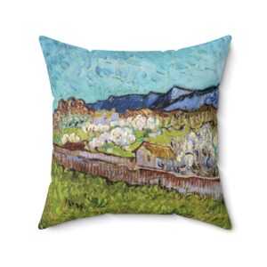 Van Gogh Flower Field & House - Square Pillow