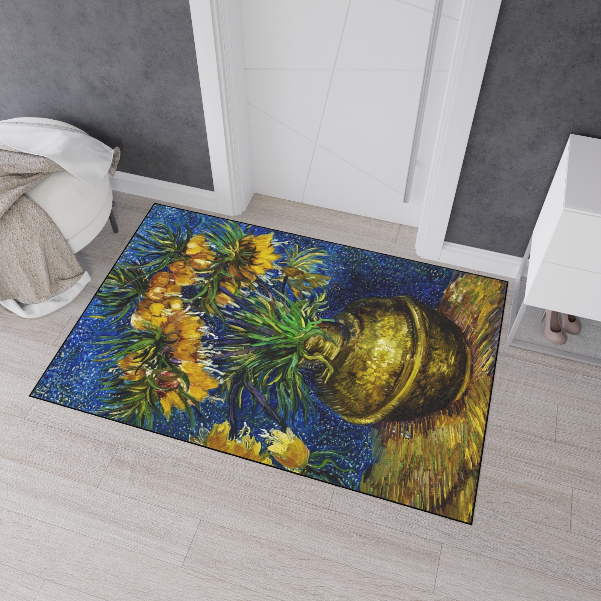 Van Gogh Flowers in Vase - Floor Mat - Image 3