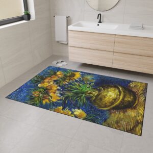 Van Gogh Flowers in Vase - Floor Mat