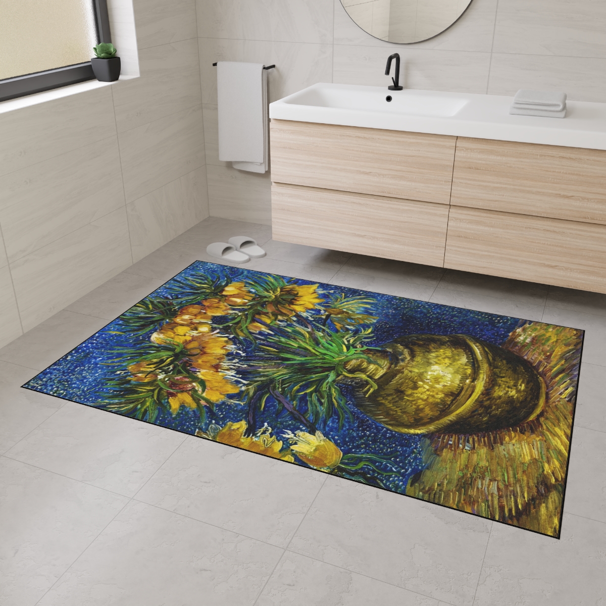 Van Gogh Flowers in Vase - Floor Mat