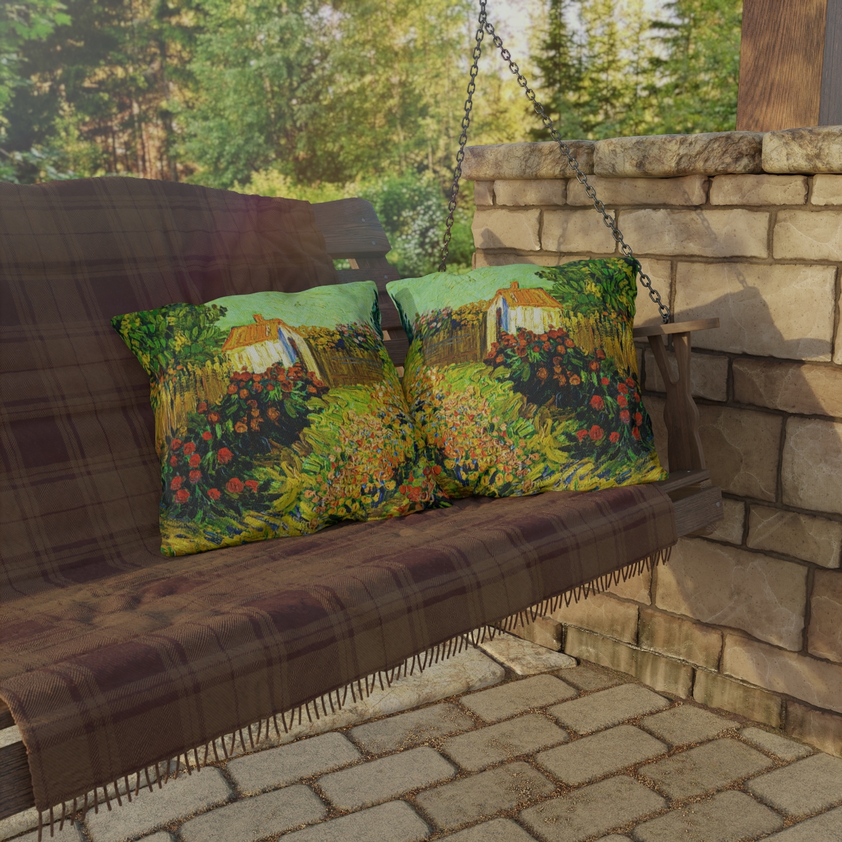van Gogh Garden Landscape - Outdoor Pillow - Image 4