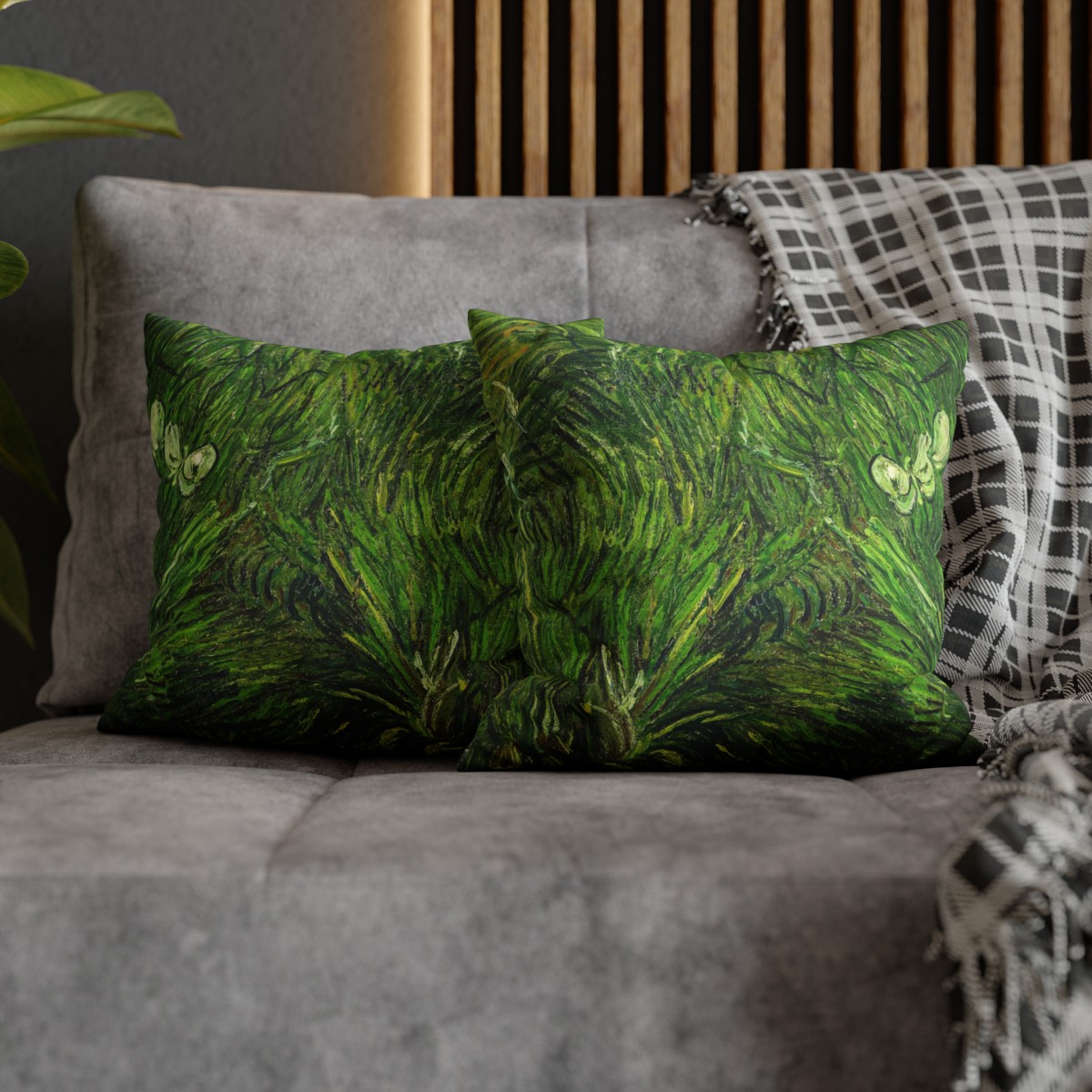 Van Gogh Green Grass & White Butterflies - Pillow Case - Image 6