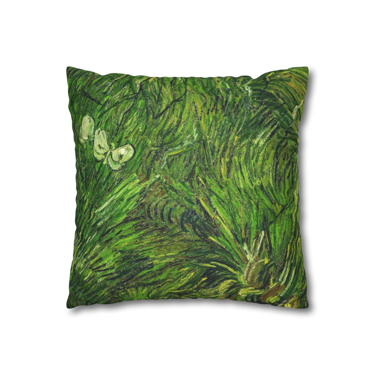 Van Gogh Green Grass & White Butterflies - Pillow Case - Image 3