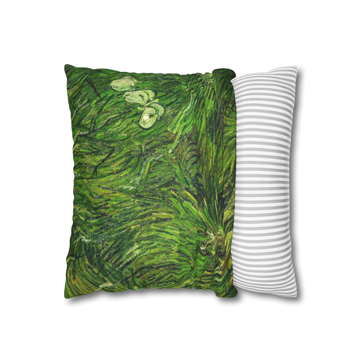 Van Gogh Green Grass & White Butterflies - Pillow Case