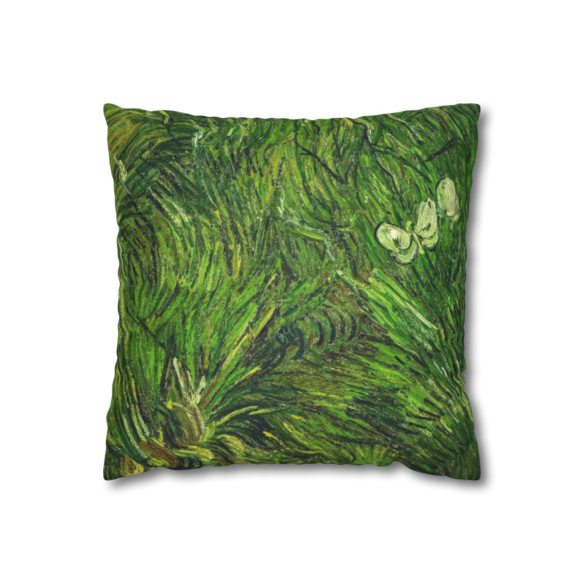 Van Gogh Green Grass & White Butterflies - Pillow Case - Image 2
