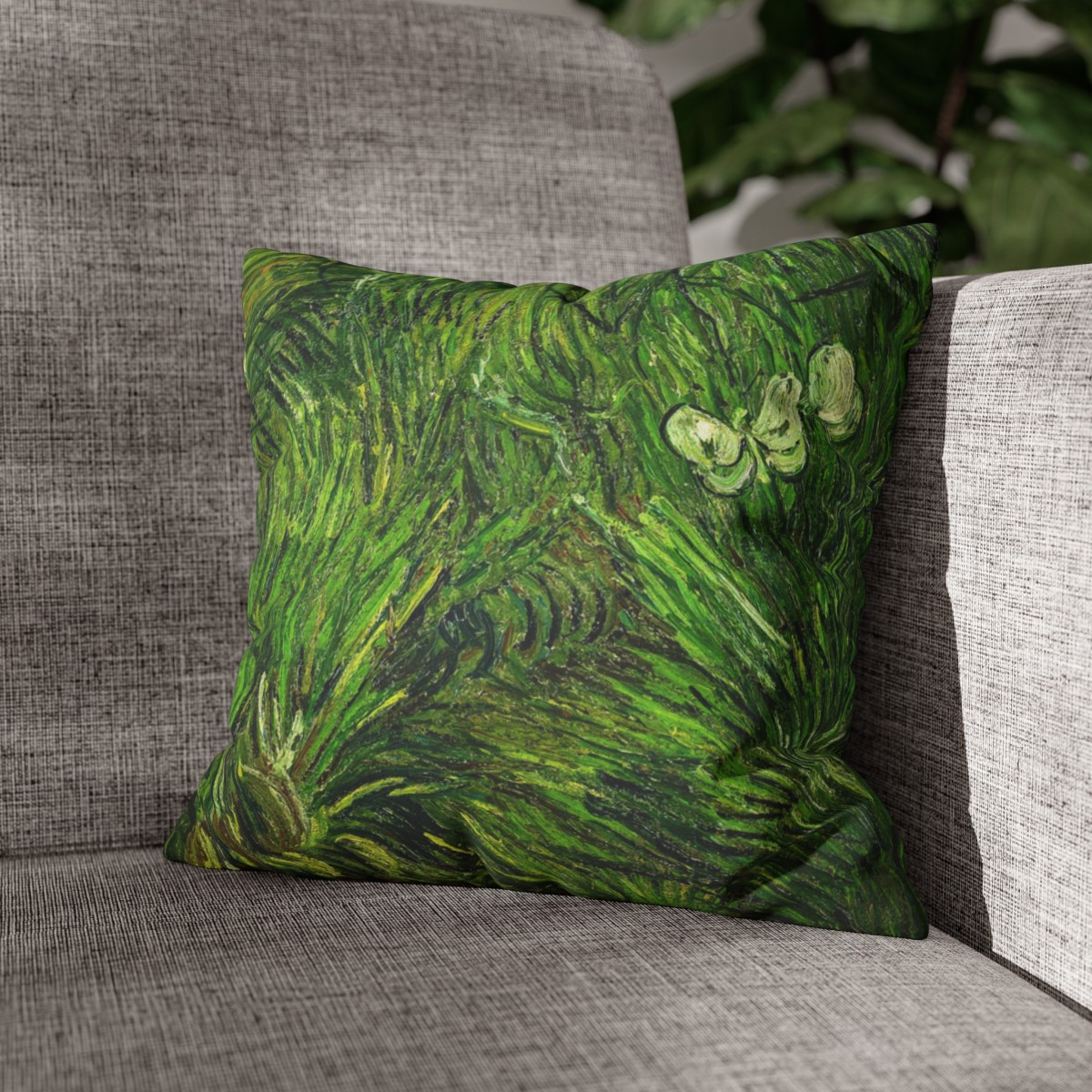 Van Gogh Green Grass & White Butterflies - Pillow Case - Image 5