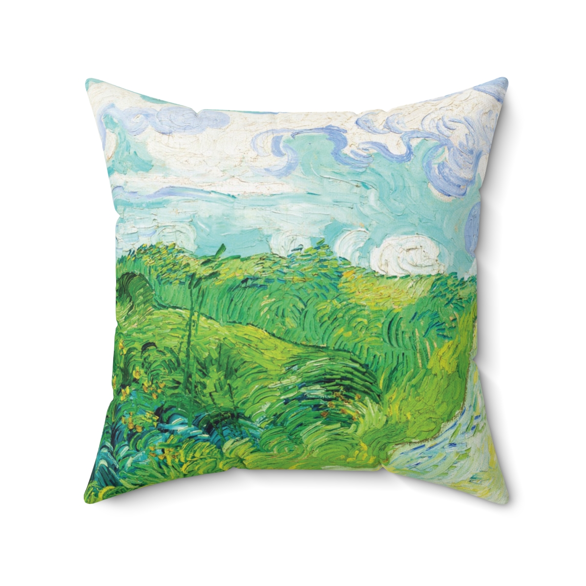 Van Gogh Green Wheatfield - Square Pillow