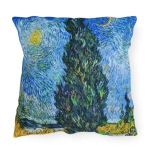 Van Gogh Road With Cypress & Star - Outdoor Pillow
