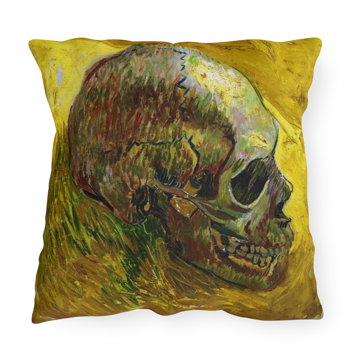 Van Gogh  Skull - Outdoor Pillow